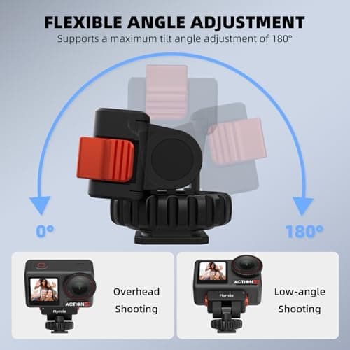 Flymile Action 5 Pro/4/3 Cold Shoe Adapter Mount, Magnetic Quick Release Holder for DJI Osmo 360, 180° Adjustable Cold Shoe Camera Adapter with 1/4" Screw Hole for DSLR Photography Accessories - Thumbnail 6