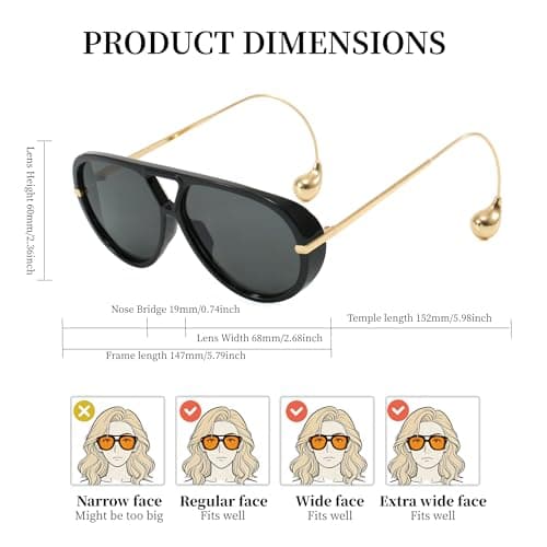 BOBUXLIIN Oversized Womens Aviator Sunglasses Retro Big Large Sunglasses for Women UV Protection Trendy Ladies Shades 2025 - Thumbnail 5
