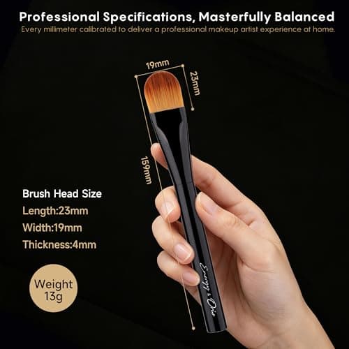 AINOCHI Flat Liquid Foundation Brush,Professional Soft-Focus Under Eye Concealer Brush with Premium Synthetic Fiber Blend for High-End Base Makeup,Precision Detail Highlighter & Flawless Blending,1pc - Thumbnail 5