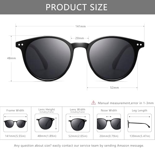 SUNGAIT Women's Classic Vintage Round Polarized Sunglasses Retro Style UV400 SGT167-LHH - Thumbnail 4