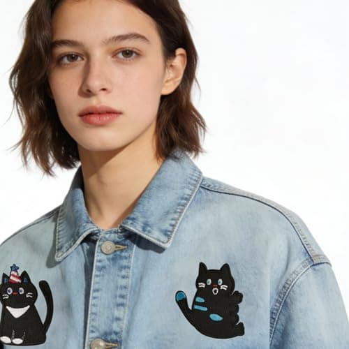 13Pcs Embroidered Iron On Patches for Clothes, Cute Cat Embroidery Patches Sew 0n/Iron On Applique Decorative for Clothes, Dress, Hat, Jeans,Jacket, DIY Accessories - Thumbnail 5