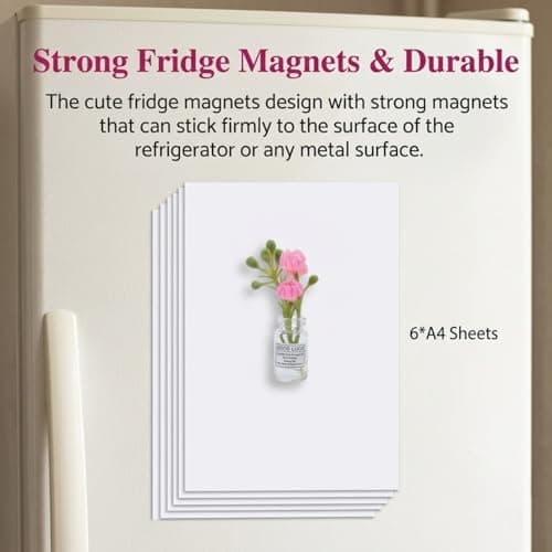 Cute Mini Vase Fridge Magnets,8PCS Funny Luminous Plant Flower Magnets for Fridge,Tiny 3D Plant Pot with Flowers Refrigerator Magnets Decor for Kitchen, Office, Locker, Gifts for Mom Women Men(Small) - Thumbnail 5