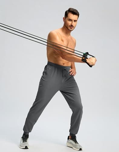 Pudolla Men's Fleece Lined Joggers Sweatpants with Zipper Pockets Winter Warm Pants for Men Running Workout Gym Athletic(Dark Grey Medium) - Thumbnail 3