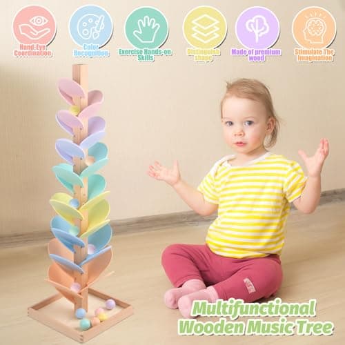 Marble Run Wooden Ball Drop Toys Toddlers 3-5 (Height: 27.8in) (1.1" Balls) - Thumbnail 5