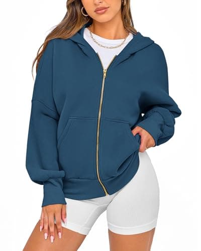 BTFBM Hoodies For Women Spring Clothing 2026 Long Sleeve Zip Up Fleece Fashion Sweatshirts Jacket Y2K Hoodie Fall Fashion(Dark Blue, Small) - Thumbnail 6