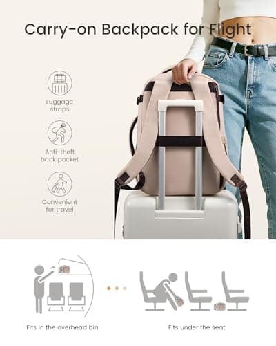 LOVEVOOK 40L Travel Backpack for Women & Men,Airline Approved Carry On Backpack with 3 Packing Cubes,TSA Carry on Luggage,Waterproof Personal Item Bag,Weekender Essentials Backpacks fits 18" Laptop - Thumbnail 4