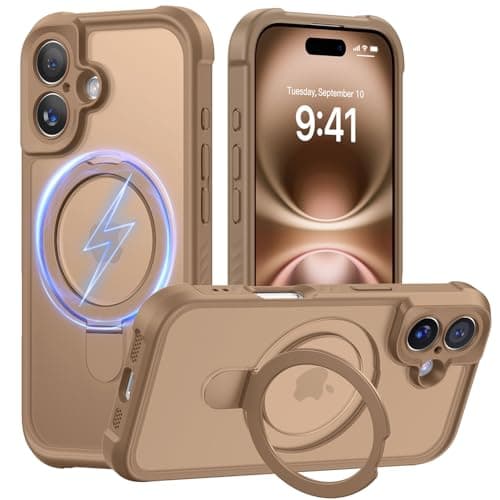 MOCCA Design for iPhone 16 Case with Magnetic Invisible Stand [Full Camera Protection] [Compatible with Magsafe] Military Drop Shockproof Translucent Matte Phone Case Cover 6.1",Brown - Image 1