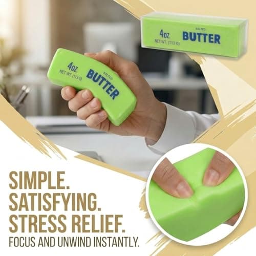 Butter Squishy Slow Rising Stress Relief Tool,New 2026 Squeeze Ball Realistic Butter Stick Soft Squeeze Tool,Portable Squishy for Adults Anxiety & Stress Relief, Sensory Gifts for Office(Green) - Thumbnail 4