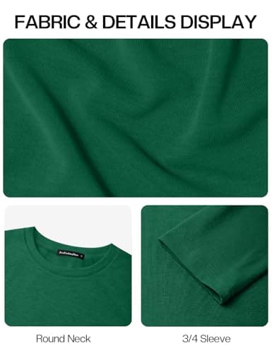 JUSTFASHIONNOW Women's Tops 3/4 Sleeve Dressy Casual Plus Size Tunic Tops to Wear with Leggings Maternity Shirts Christmas Blouses（Darkgreen，Small - Thumbnail 6