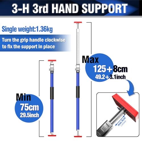 3-H Cabinet Jacks for Installing Cabinets 4 Pack, Heavy-Duty Third Hand Tool Adjustable Support Pole,Extends 29.5-52 Inch, 165 lbs 3-H Capacity | Thickened All-Steel with Dual Safety Lock, Blue - Thumbnail 2