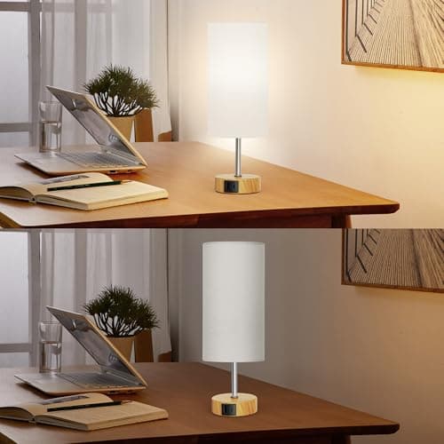 ROTTOGOON 12.8" Touch Control Table Lamp, 3-Way Dimmable Small Bedside Nightstand Lamp with 2 USB Ports, Modern Table Lamp with 5000K Daylight LED Bulb for Living Room (2 Pack) - Thumbnail 6