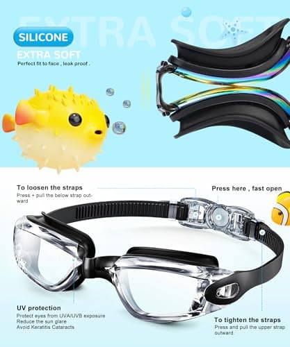 NSSIW Swim-Goggles-for-Kids 6-14 Kids Swimming-Goggles: Anti Fog with UV400 and No Leak Ultra-wide Field of View 3 Pack - Thumbnail 3