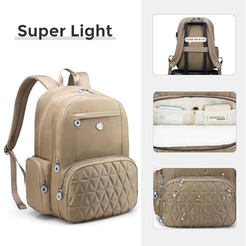 Swissdigital Design Backpack for Women, 15.6 inch Laptop College Khaki Medium Simple Modern Backpacks for School with USB Charging Port for Womens Girls | SD1711-75 - Thumbnail 6