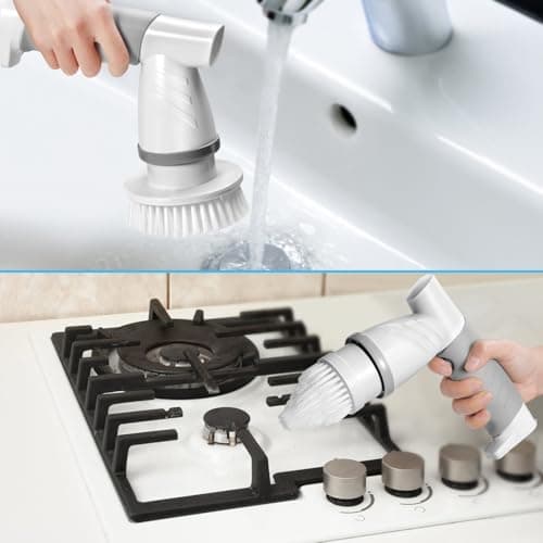 Electric Spin Scrubber, Bathroom Shower Electric Scrubber for Cleaning Tub/Tile/Floor/Sink/Window, Power Cleaning Brush Rechargeable Cordless with 4 Replaceable Cleaner Brush Heads - Thumbnail 5