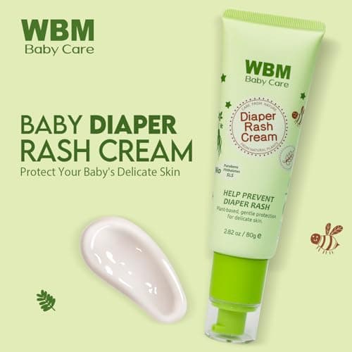 WBM Diaper Rash Cream | Baby Rash Relief Ointments Cream | Cruelty-Free, Hypoallergenic, Soothing, Moisturizing with Zinc Oxide | Gentle for Baby Skin | 2.82 oz - Thumbnail 2