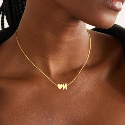 Eaciy Initial Necklaces for Women Girls, Teen Girl Gifts Trendy Stuff Heart Initial B Necklace Jewelry Birthday Gifts 5 6 7 8 9 10 Year Old Girls - Thumbnail 4