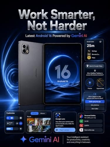 Ulefone Tab A12 Pro Tablet, 12.2" 2.4K 90Hz Large Android 16 Tablet, Widevine L1, 16GB RAM 128GB ROM, 2TB Expandable, 9000mAh Battery, Quad Speakers, 4G LTE WiFi 5, Stylus & Cover, Space Gray - Thumbnail 5