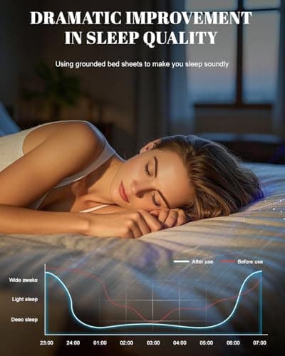 Grounding Sheet King, 95% Cotton & 5% Silver Fiber, Skin-Friendly Grounded Sheets with Grounding Cord, Bed Grounding Kit for Natural & Deep Sleep, Grey - Thumbnail 2