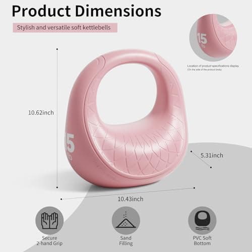 KYVYZOIC Soft Kettlebell, Kettlebells Anti-Slip Grip with Cushioned Impact-Resistant Base, Strength Training Kettlebells Sets for Home Workouts, Kettlebell for Women/Men/Beginners - Pink - Thumbnail 6