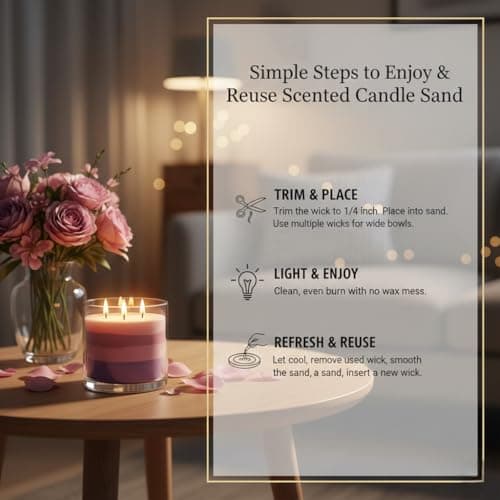 Monivi Scented Candle Sand with Wicks 1.1lb Pink Pearled Candle Beads Sand Candles with Wicks for Mothers Day Gift 85 Burn Hours Refillable Candle Wax for DIY Candle Making(Scented Strawberry) - Thumbnail 4