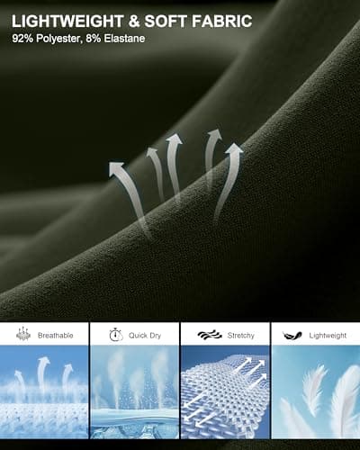 Pudolla Men's Casual Shorts 9" Lightweight Golf Shorts with 3 Pockets Stretch Quick Dry Comfy Work Shorts（Army_Green 9_M - Thumbnail 5