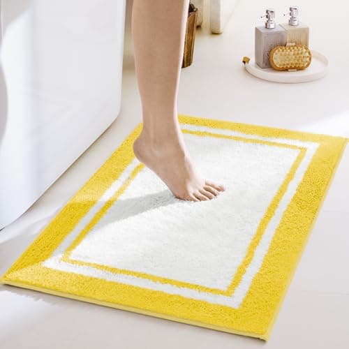 GRANNY SAYS Microfiber Bathroom Rugs Non Slip Washable, Water Absorbent Bathroom Mats for Tub Non Slip, Soft Bath Mats for Floor & Shower, Long Bath Rug, 24" x 36", Yellow - Thumbnail 2