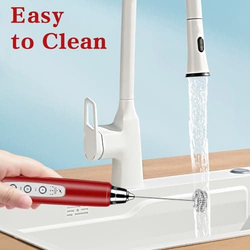 BSRGMS Milk Frother Handheld for Coffee, Electric Whisk 3 Speed Adjustable, Drink Mixer with Stainless 3 Whisks, Rechargeable Hand Frother Wand, Foam Maker for Latte Cappuccino Hot Chocolate Egg Red - Thumbnail 6