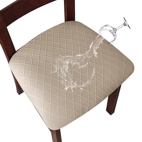 Genina Waterproof Seat Covers for Dining Room Chairs Covers Dining Chair Cover Kitchen Chair Covers (Khaki, 2 Pcs) - Image 1