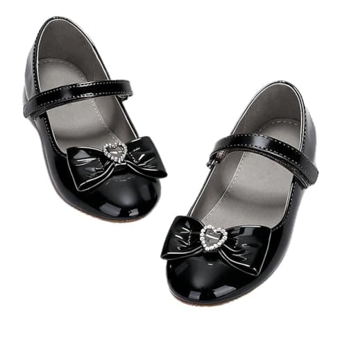 BOGELOO Toddler Girls Flats Mary Jane Flower Girls Dress Shoes School Wedding Party Shoes(Balck,5) - Image 1
