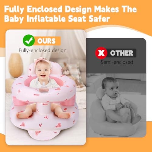 Inflatable Baby Seat for Babies 3 Months & Up, Inflatable Baby Support Seat for Sitting Up, Toddler Baby Floor Chair with Built in Air Pump, Upgrade Water Injection Function, More Stable (Color#03) - Thumbnail 3