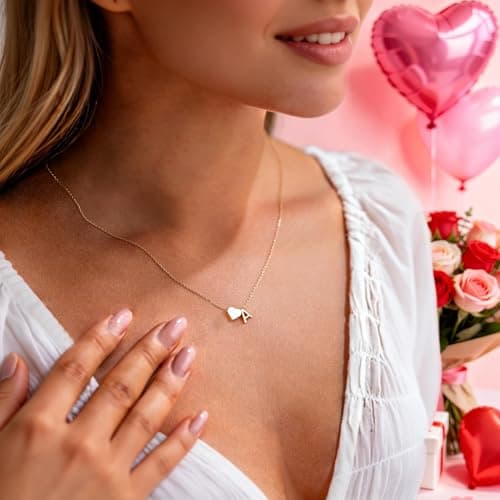 Turandoss Heart Necklaces for Women Trendy, Tiny Heart Initial W Dainty Birthday Gifts Initial Necklaces for Women Jewelry - Thumbnail 2