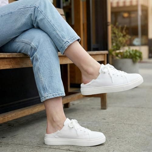 STQ White Tennis Slip on Sneakers Womens Shoes Canvas Business Casual Tennis Shoe Spring Daily Wear Travel Work Lightweight Comfortable White Size 8.5 - Thumbnail 3