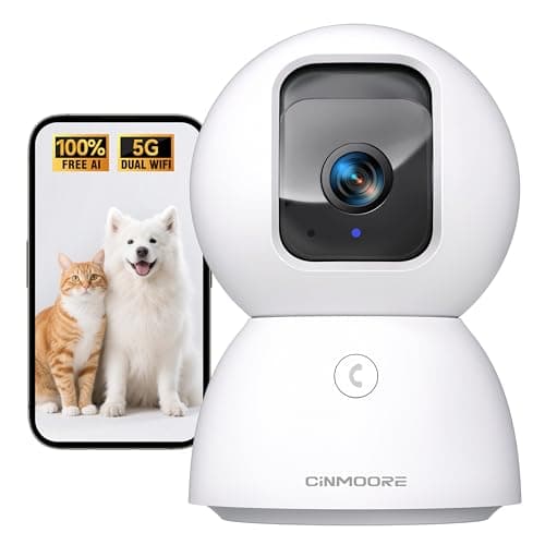 CINMOORE Upgraded 3K Security Camera Indoor, Free Time Lapse, AI Tracking & Face ID, PTZ 5G WiFi Dog/Pet/Baby Monitor Cameras for Home Security, Color Night Vision, Full Duplex 2-Way Talk - Image 1