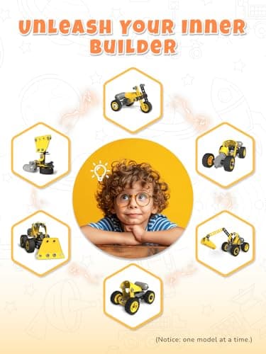 Veecafiodi 10 in 1 STEM Building Toys for Kids Ages 4-8, Educational Construction Engineering Building Kit for Boys Girls, Motorized Bulldozer Excavator Toy Set - Thumbnail 5