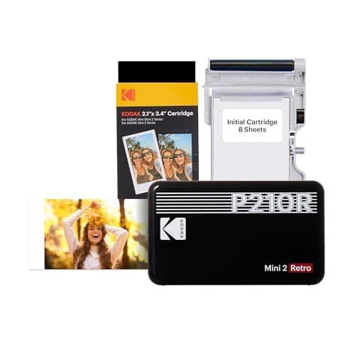 KODAK Mini 2 Retro 2x3" Portable Photo Printer, 38 Sheets, Bluetooth Smartphone Printer for iPhone & Android, Instant Color Prints, 4PASS Dye Sublimation, Black - Image 1