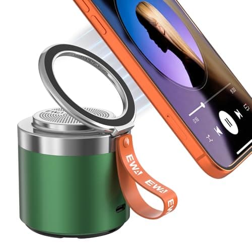 EWA Wireless Bluetooth Speaker with Secure Magnetic Phone Stand, HD Surround Sound & Anti-Slip Base | Hands-Free Magnetic Holder for Desk, Kitchen, Home Workout - Gift Ideal for Men Women (Black) - Image 1