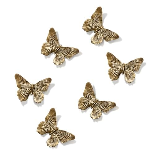 GUSFREUD 3D Butterfly Wall Decor Set – Resin Wall Decorations for Living Room, Bedroom, Garden, Yard, Outdoor and Gallery Walls - Antique Copper - Set of 6 - Image 1