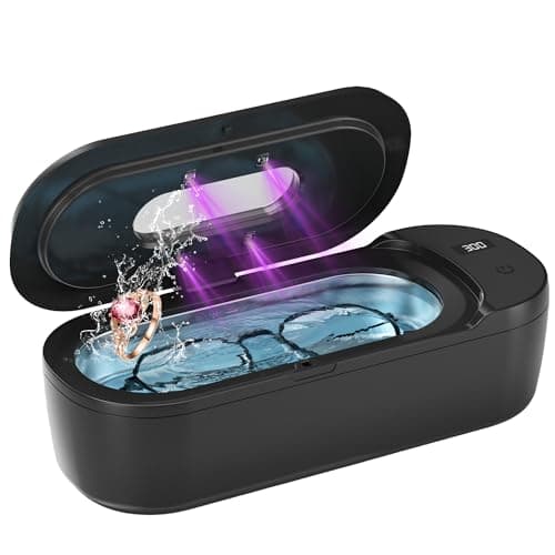 KUNPHY Ultrasonic Jewelry Cleaner, 48KHz Jewelry Cleaner Machine with Digital Timer, Dual Cleaning Modes, 304 Stainless Steel Tank for Rings, Eyeglasses, Retainers, Dentures, Black - Image 1
