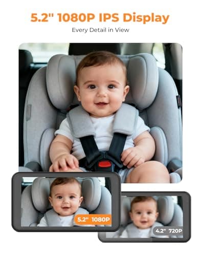 LUCKVIEW BM2A Baby Car Camera – 3X Zoom to See Baby Clearly, 5.2" 1080P Display & Auto IR Night Vision, Rear-Facing View Monitor, Easy Install for Parents & Pet Owners - Thumbnail 2