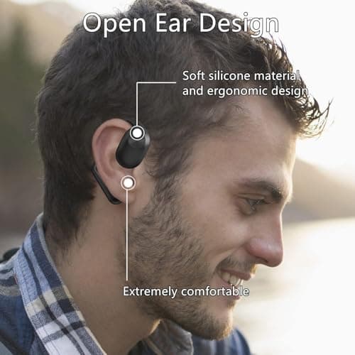 Sainellor 2025 Latest Open-Ear Air Conduction Headphones, 56H Playtime Bluetooth 5.2 Wireless Earbuds, IPX5 Waterproof Sport Earphones, Touch Control, Noise Isolating Running Headset (Black) - Thumbnail 2