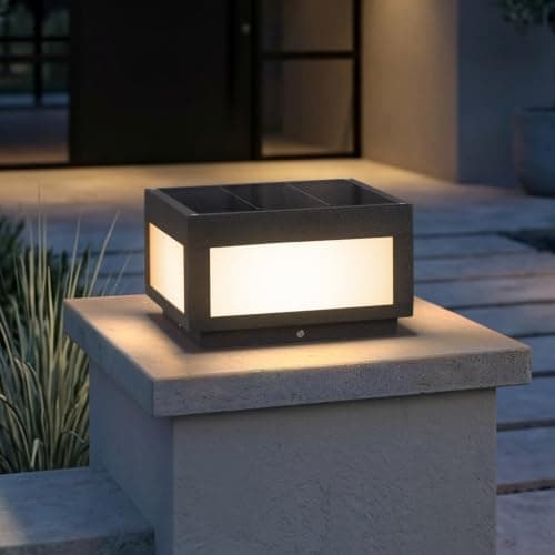 PAKEDANDUN Solar Post Lights Outdoor, 9.84" Solar Pillar Lights Outdoor, IP54 Waterproof Column Light Outside with E26 Bulb, 3000K LED Post Lamp Dusk to Dawn, Modern Pillar Light for Patio Garden - Image 1