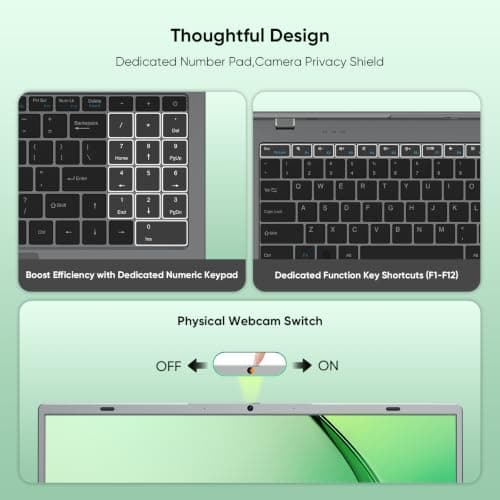 VIGSENUP15.6 Full HD Laptop,16GB RAM,256GB SSD,6500Y Processor,Work,Office - Thumbnail 6