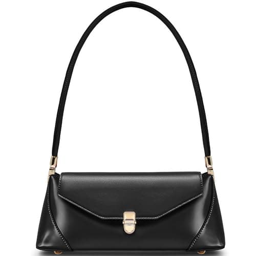 Goinsound Shoulder Bags for Women - Retro Classic Vintage Leather Handbag Small Purse with Zipper Black - Image 1