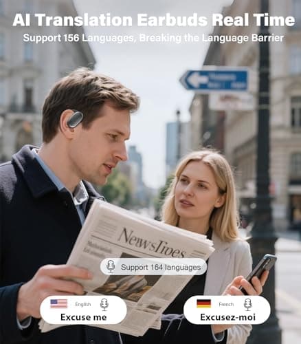 Vilupvie 156 Languages Real-Time Translation Earbuds, 0.5s Instant AI Voice Translator with 60H Playtime, Open-Ear Bluetooth Headphones, Zero Subscription Fee for Business, Travel & Learning - Thumbnail 2