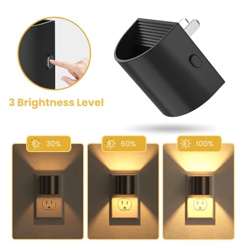 Night Lights Plug into Wall, LED Night Light 2 Pack, Soft Glow Night Lights with Dusk to Dawn Sensor, 3-Level Dimmable Nightlight, Up & Down Lighting Night Lights for Bedroom, Bathroom, Hallway - Thumbnail 3