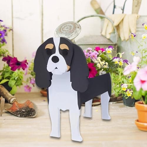 strolfay Cavalier King Dog Planter, Cute Animal Shaped Plant Pot,Large Dog Flower Pot, Gifts for Women & Pet Lovers, Indoor Outdoor Garden Home Office Decor, 9.84 x 10.24 x 16 Inches - Thumbnail 4