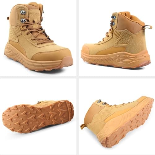 Blapek Steel Toe Work Boots for Men Non Slip Puncture Proof Safety Work Shoes for Men with Indestructible Construction Comfortable Perfect for Outdoor, Hiking, Construction Yellow 7 - Thumbnail 6