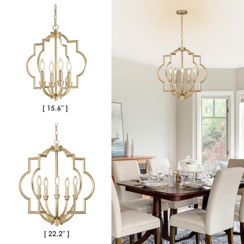 ACANER 4-Light Small Gold Chandelier, 15.6 inch Farmhouse Light Fixtures for Dining Room, Champagne Gold Pendant Light for Entryway Foyer Kitchen Island - Thumbnail 5