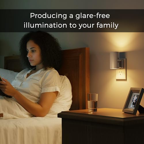L LOHAS LED Night Light Plug in, 2 Pack, Night Lights Plug into Wall, Light Sensor, Cement Gray Housing, Soft White Nightlight, 3000K 100LM Dimmable Nightlights for Hallway Bedroom Stairway - Thumbnail 5