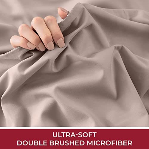 Mellanni Twin Fitted Sheet - Iconic Collection Bedding Sheets with up to 16 inch Deep Pocket - Soft & Cooling - Fade & Stain Resistant - 1 PC (Twin, Tan) - Thumbnail 6